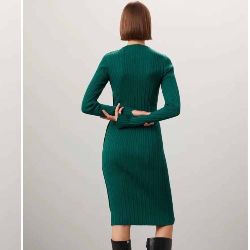 Adam Lippes Emerald Green Ribbed Sweater Dress XXL - Picture 10 of 13